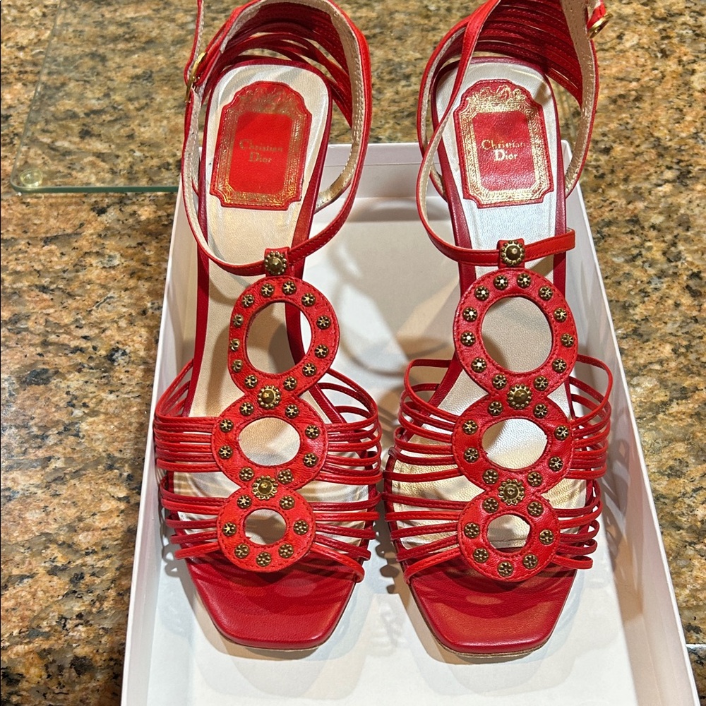 Dior Red Embellished Heels - Picture 1 of 5